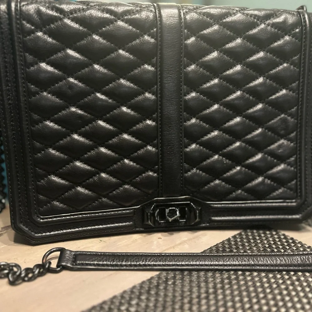 Rebecca Minkoff Black Quilted Chain Shoulder Bag - Picture 3 of 10
